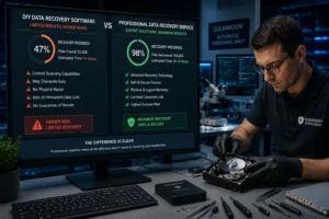Vergleich zwischen Datenrettungssoftware und professioneller Datenrettung